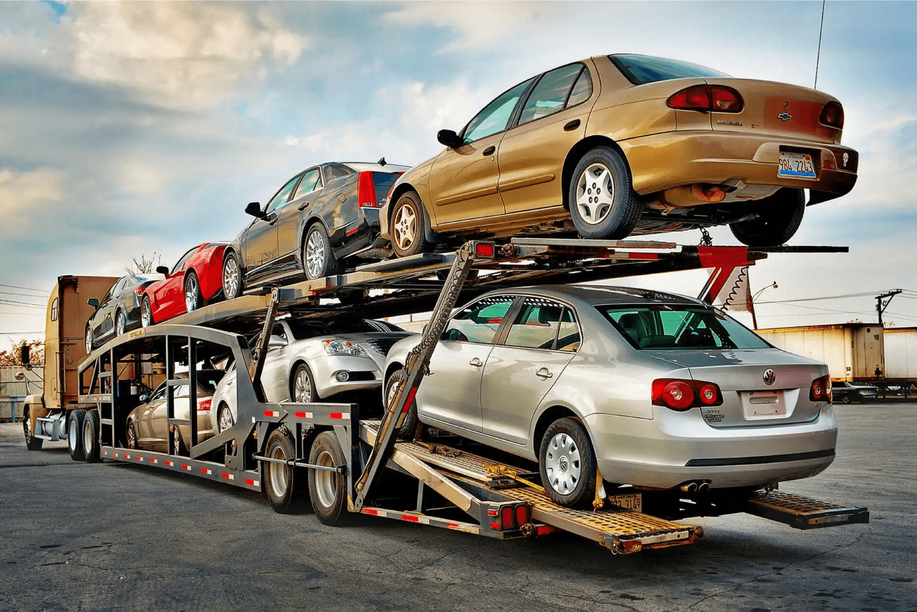 Tranzent car carrier truck loaded with vehicles
